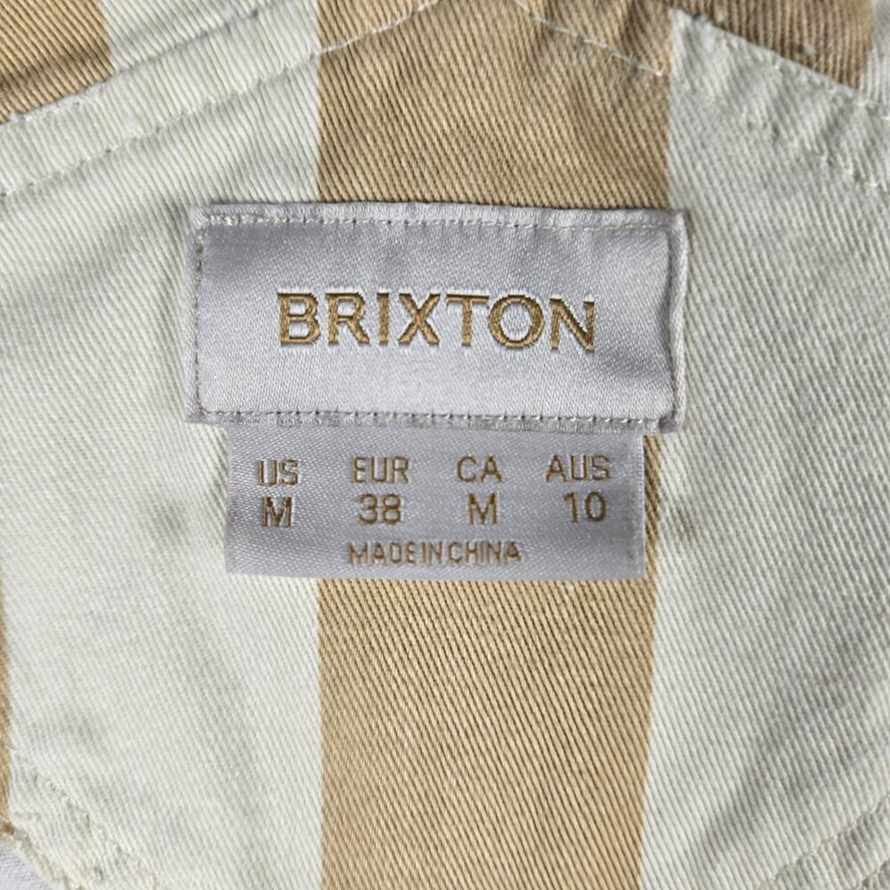 Brixton Costa Striped Overalls Femme Medium Sand/Natural 100% Cotton Artsy - Picture 2 of 15